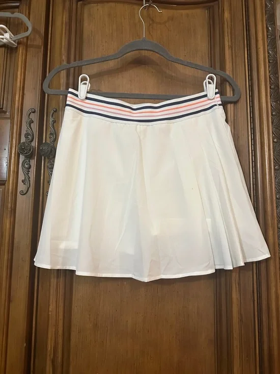 NEW Johnny Was CALME White Endurance Tennis Skirt Skort with Striped Waistband L - Picture 6 of 16
